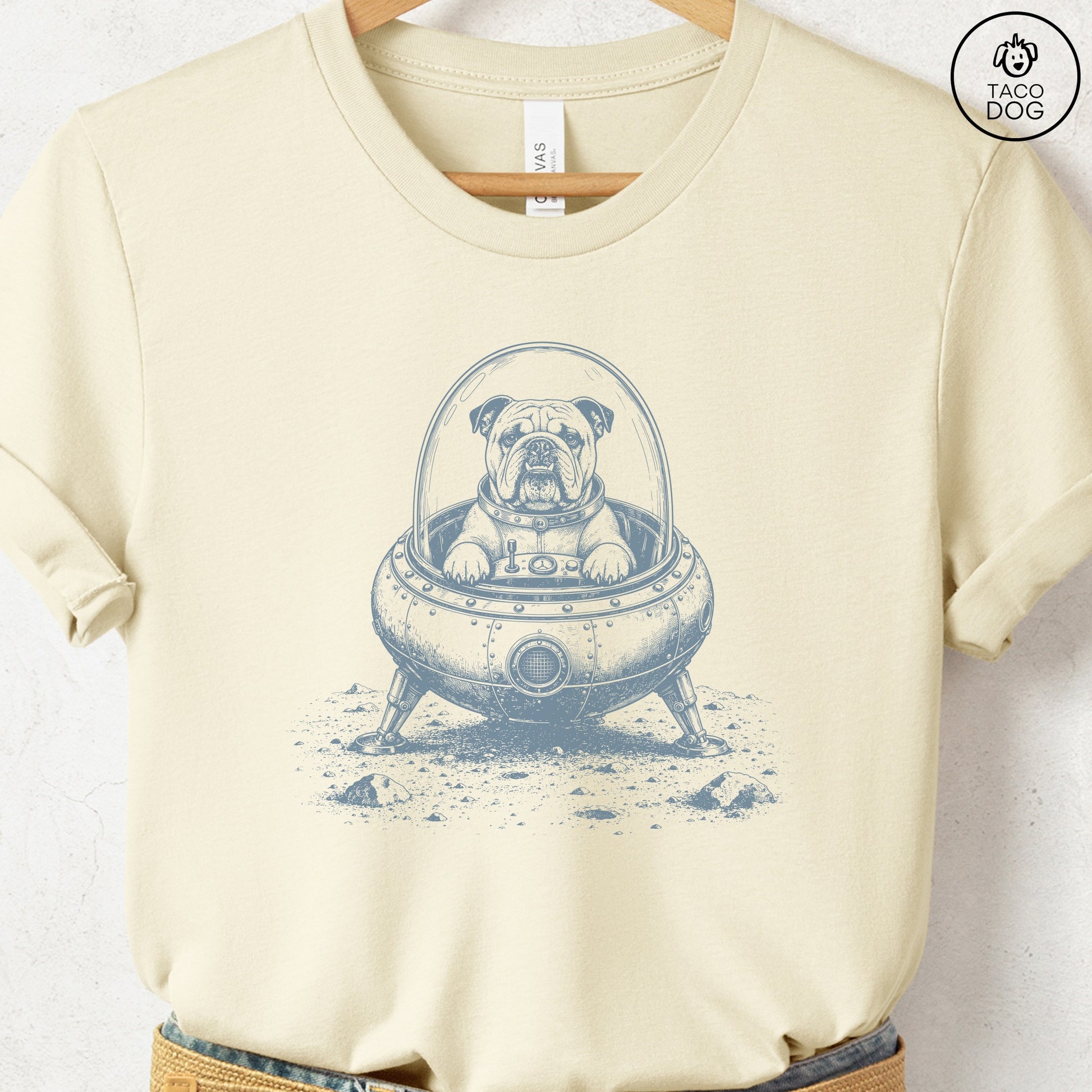 English Bulldog Space T-Shirt Natural S Taco-Dog