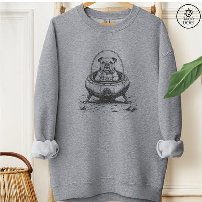 English Bulldog Space Sweatshirt Graphite Heather M Taco-Dog