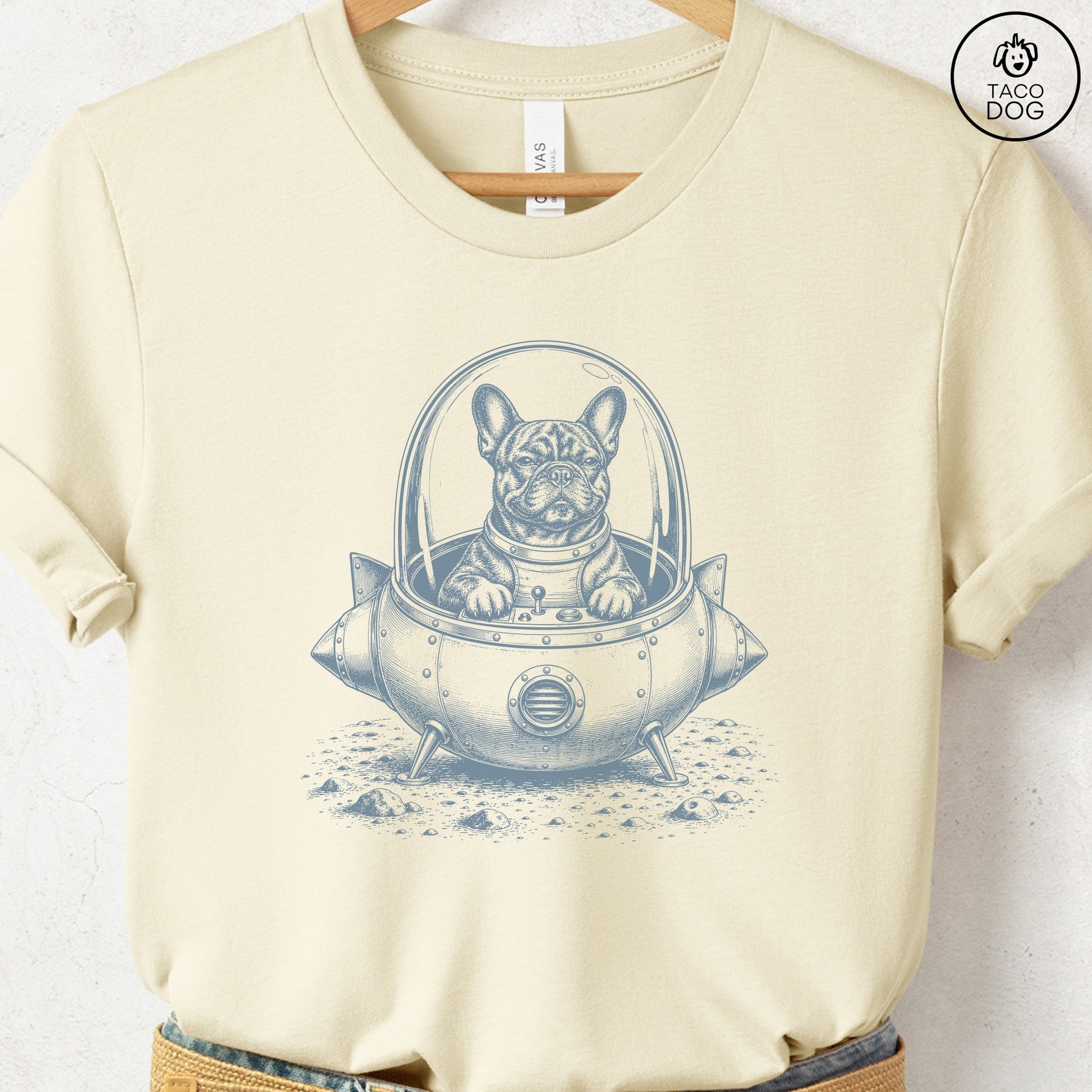 French Bulldog Frenchie Space T-Shirt Natural S Taco-Dog