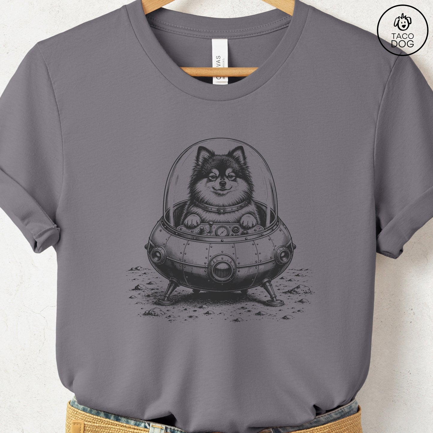 Pomeranian Space T-Shirt Storm Taco-Dog