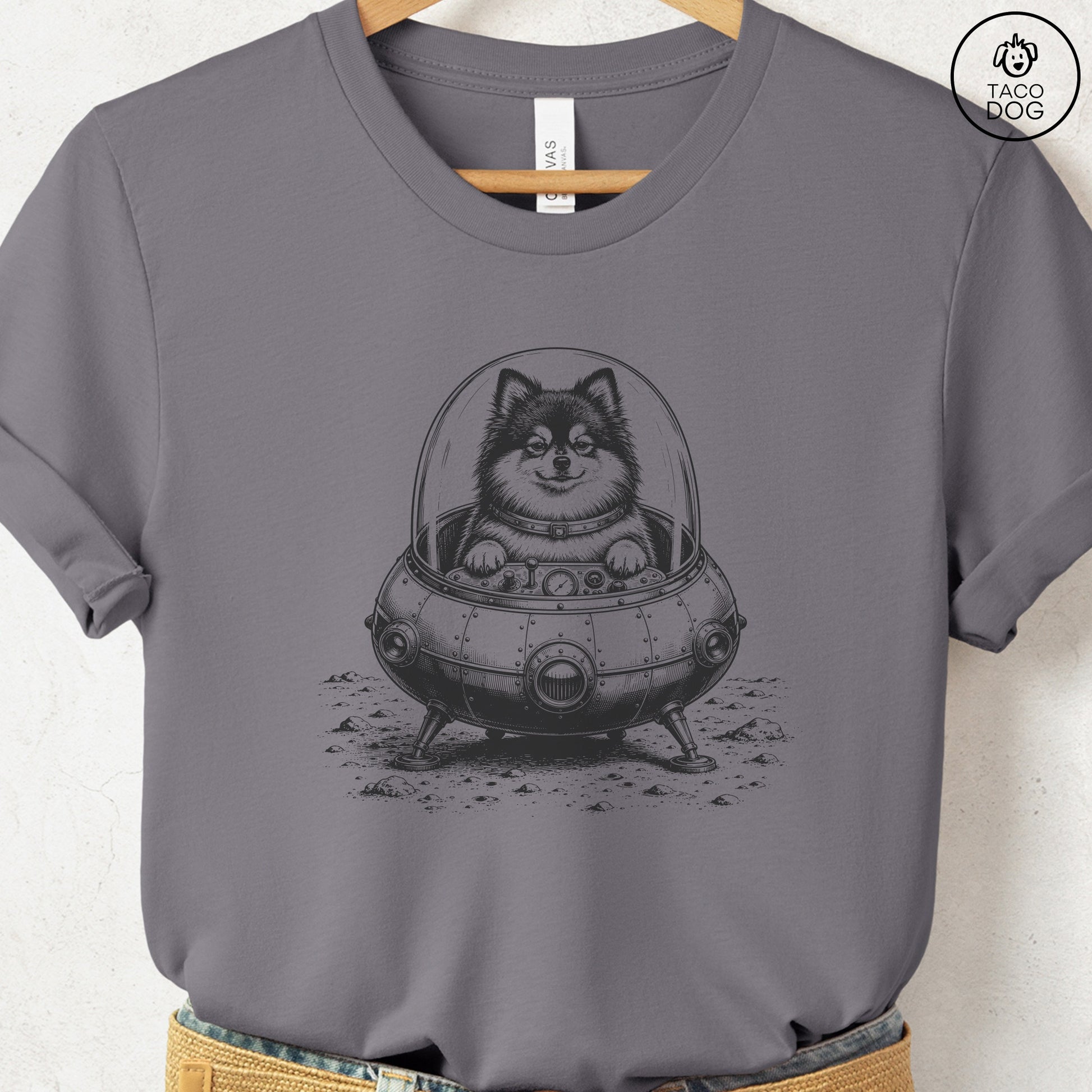 Pomeranian Space T-Shirt Storm Taco-Dog