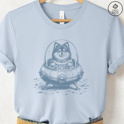 Pomeranian Space T-Shirt Light Blue Taco-Dog