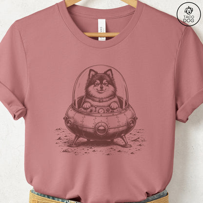 Pomeranian Space T-Shirt Heather Mauve Taco-Dog