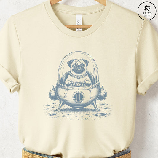 Pug Space T-Shirt Natural Taco-Dog