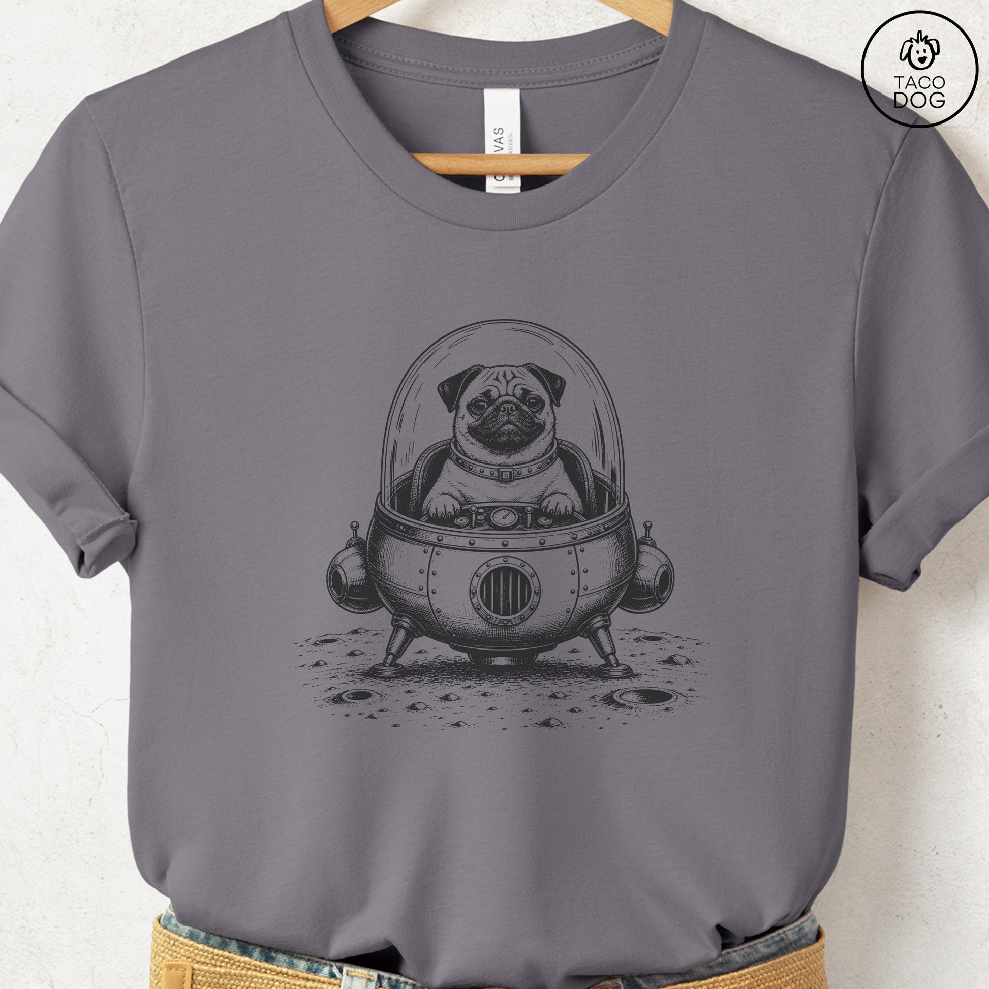 Pug Space T-Shirt Storm Taco-Dog