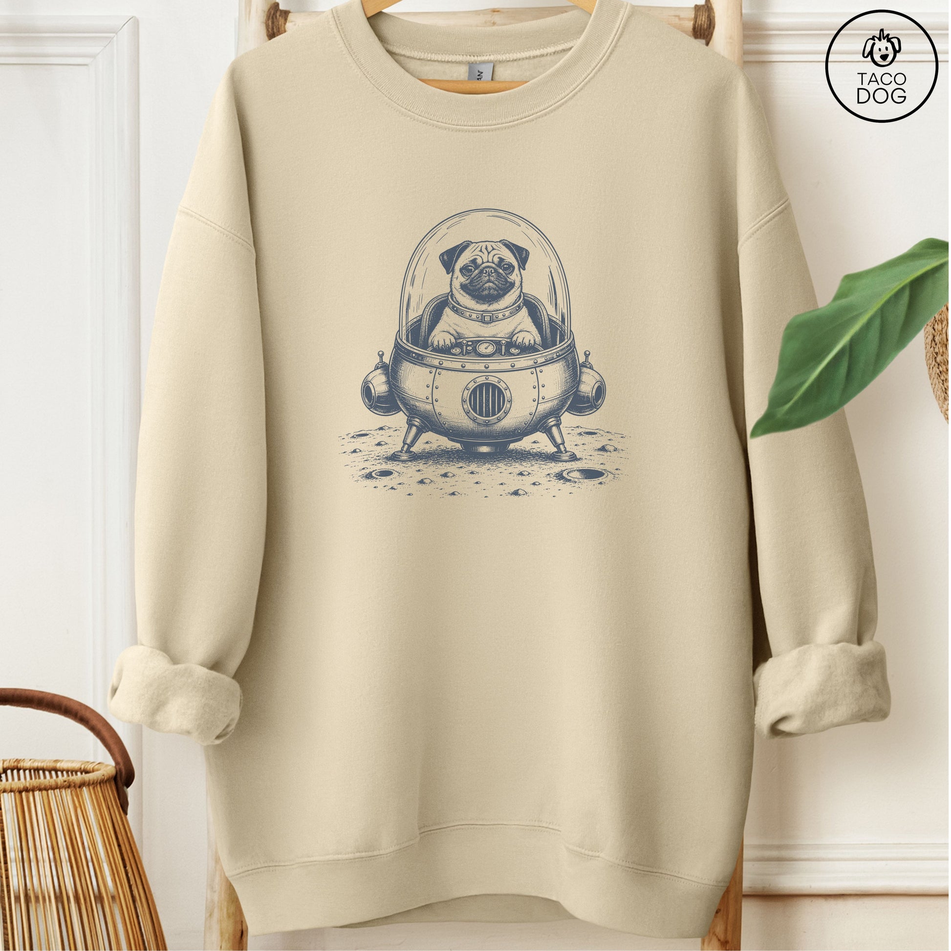 Pug Space Sweatshirt Sand M Taco-Dog