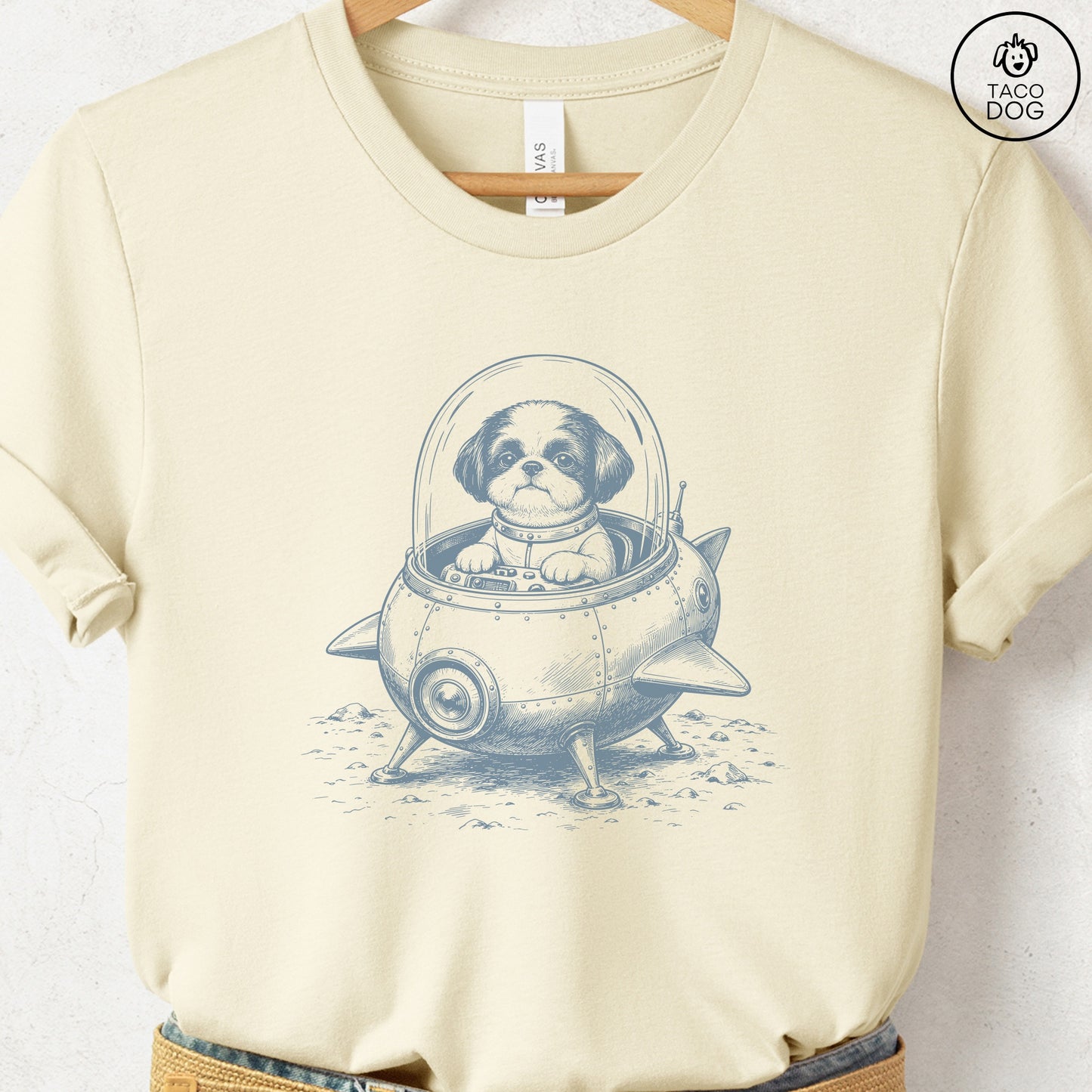Shih Tzu Space T-Shirt Natural Taco-Dog