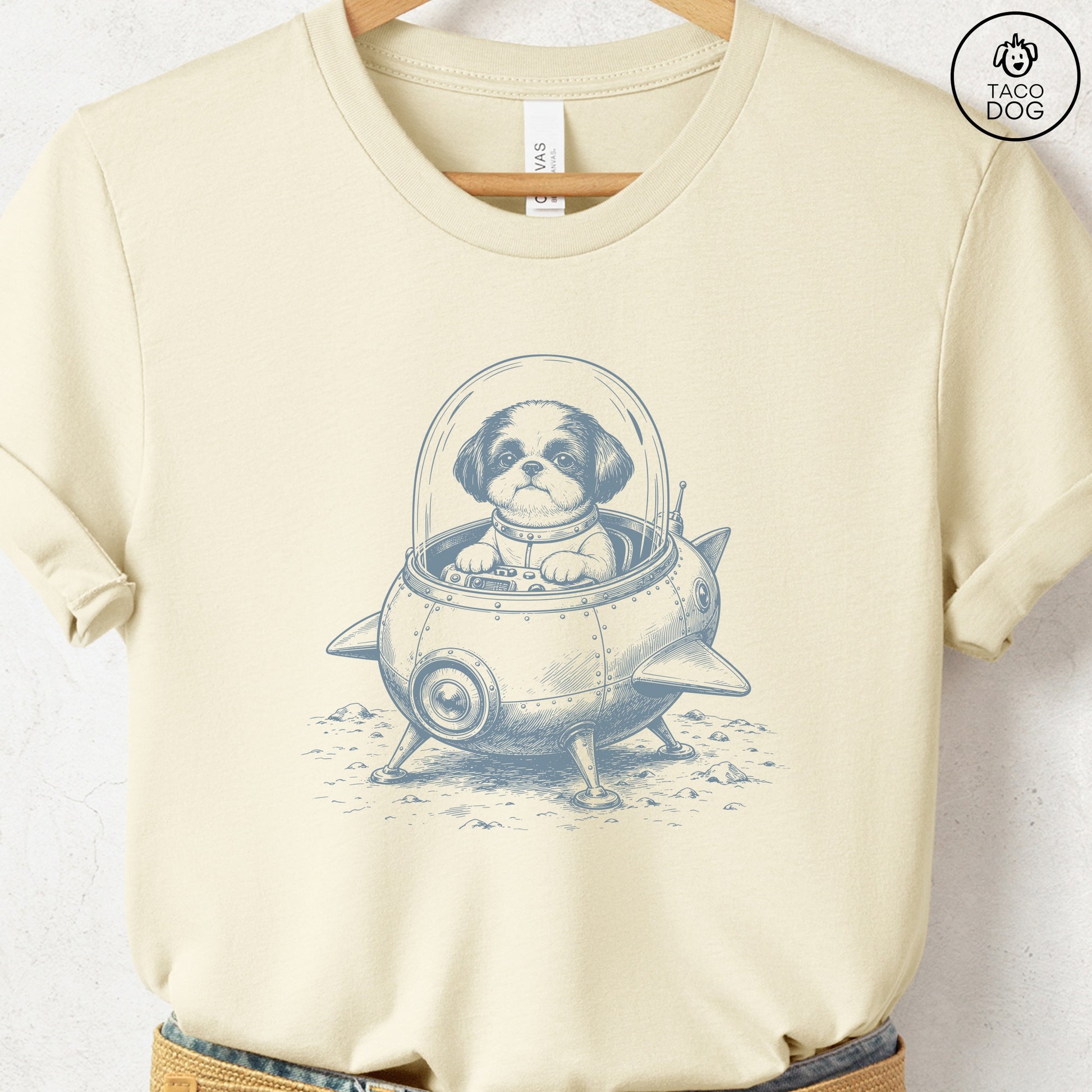 Shih Tzu Space T-Shirt Natural Taco-Dog