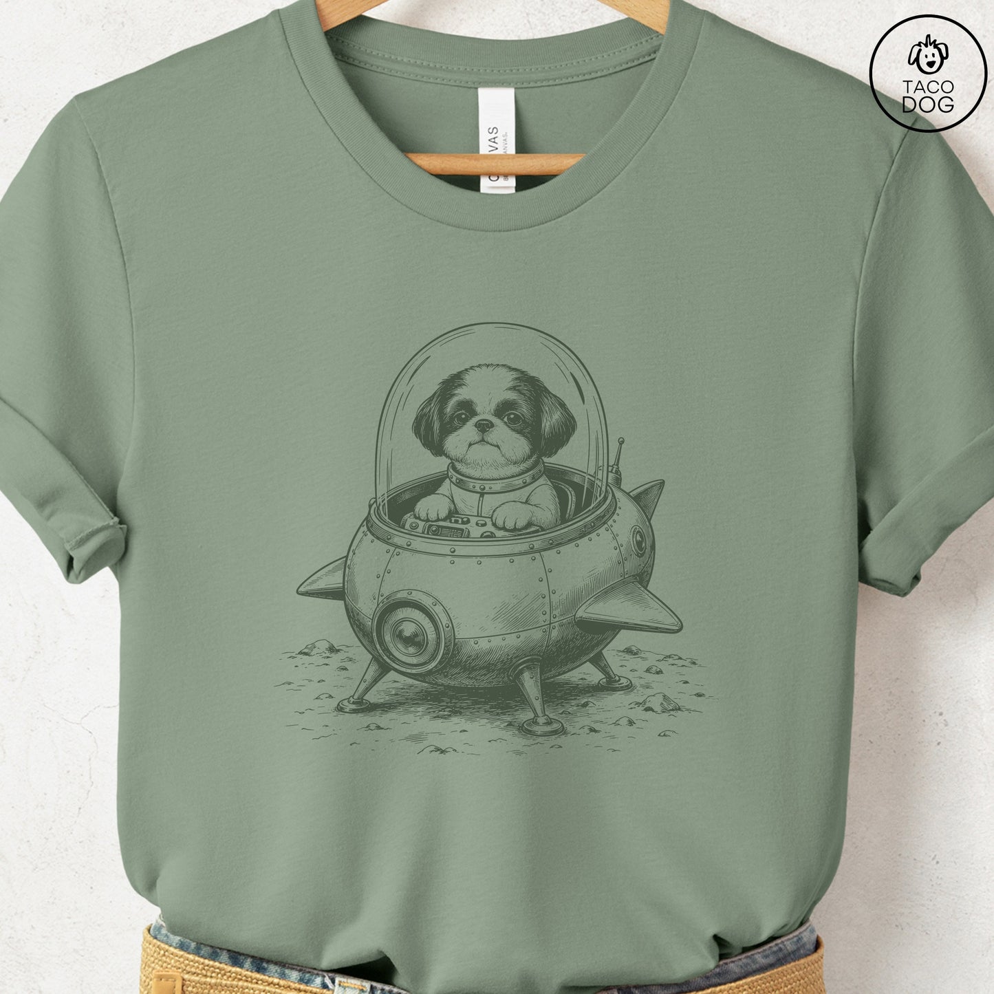 Shih Tzu Space T-Shirt Sage Taco-Dog