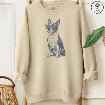 Boston Terrier Spectacles Sweatshirt Sand M Taco-Dog