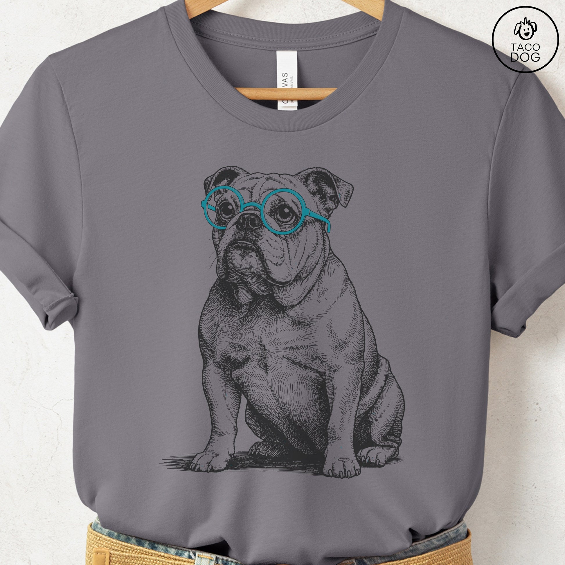 English Bulldog Spectacles T-Shirt Storm S Taco-Dog