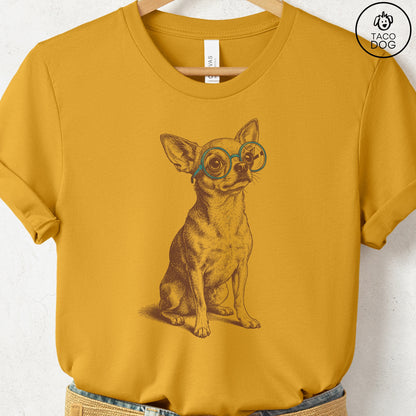 Chihuahua Spectacles T-Shirt Mustard S Taco-Dog