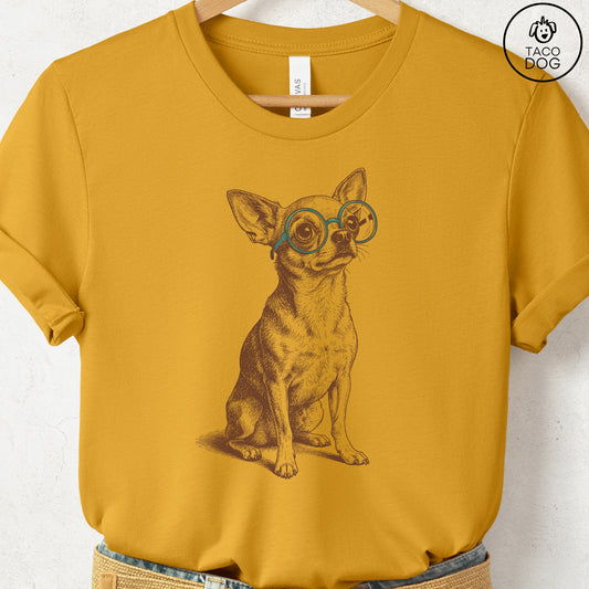 Chihuahua Spectacles T-Shirt Mustard S Taco-Dog
