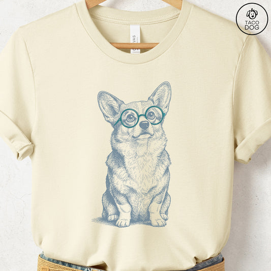 Corgi Spectacles T-Shirt Natural S Taco-Dog