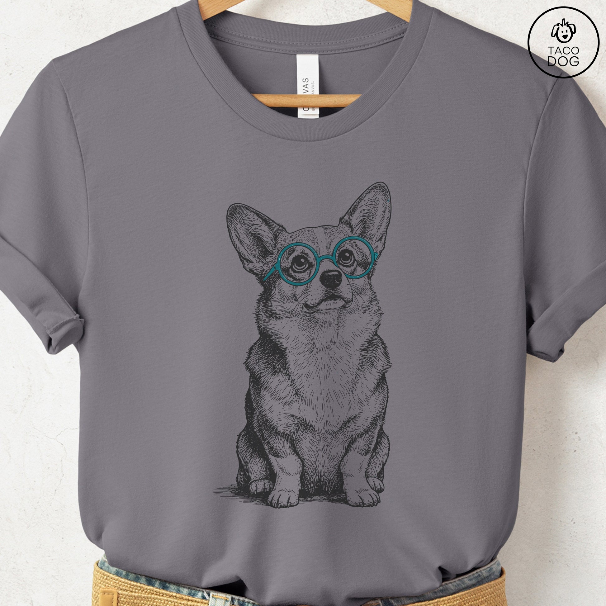 Corgi Spectacles T-Shirt Storm S Taco-Dog