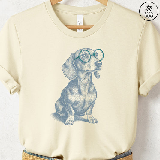 Dachshund Spectacles T-Shirt Natural S Taco-Dog