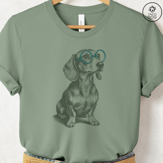 Dachshund Spectacles T-Shirt Sage S Taco-Dog