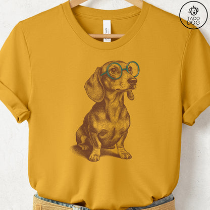 Dachshund Spectacles T-Shirt Mustard S Taco-Dog