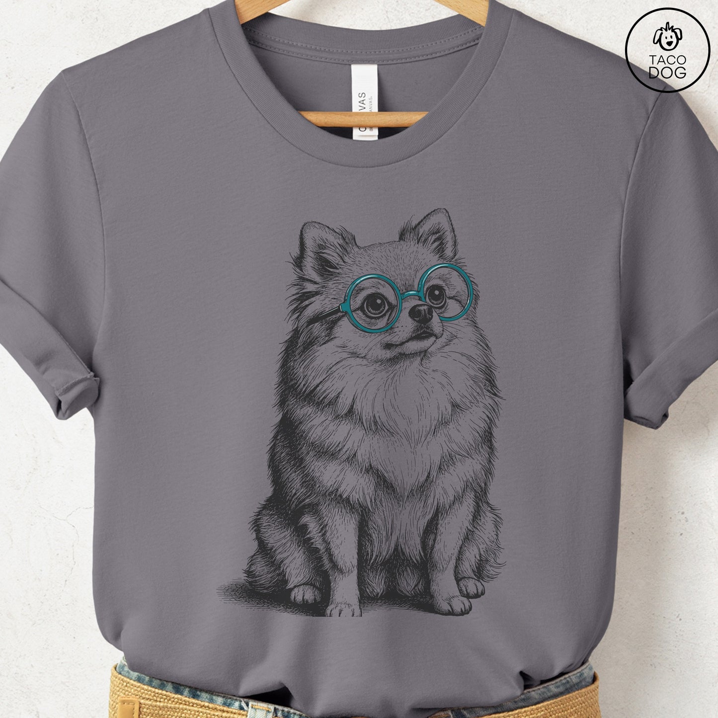 Pomeranian Spectacles T-Shirt Storm S Taco-Dog