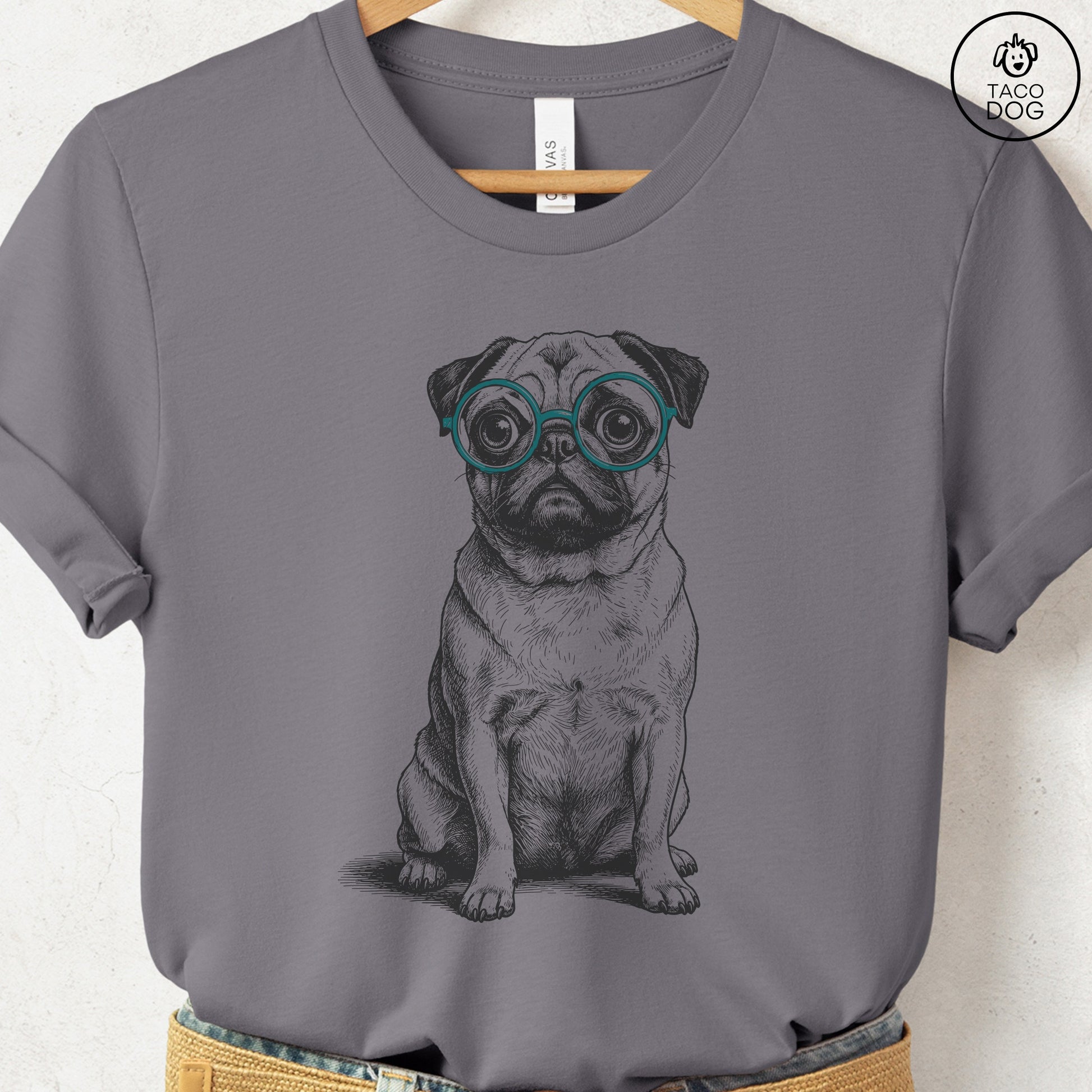 Pug Spectacles T-Shirt Storm S Taco-Dog