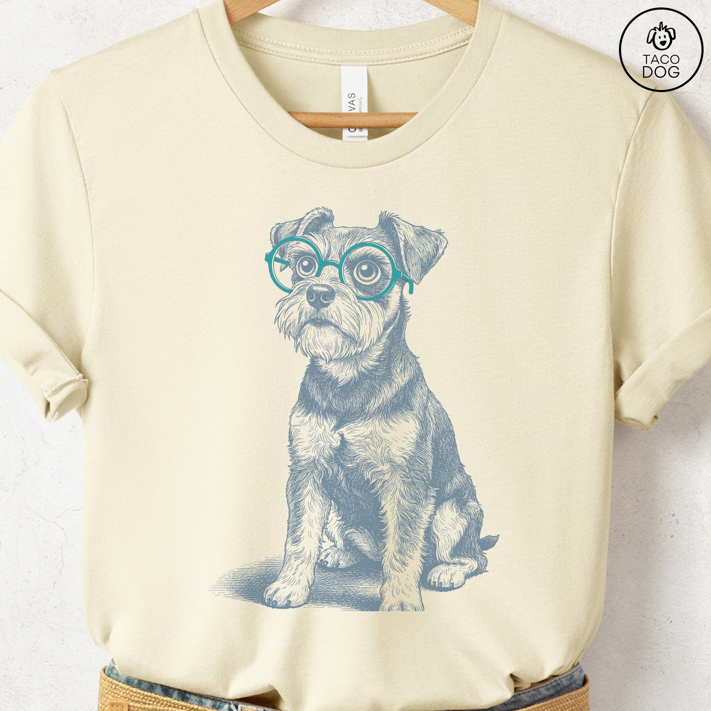 Schnauzer Spectacles T-Shirt Natural S Taco-Dog