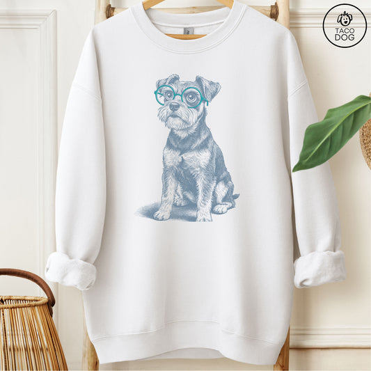 Schnauzer Spectacles Sweatshirt White M Taco-Dog