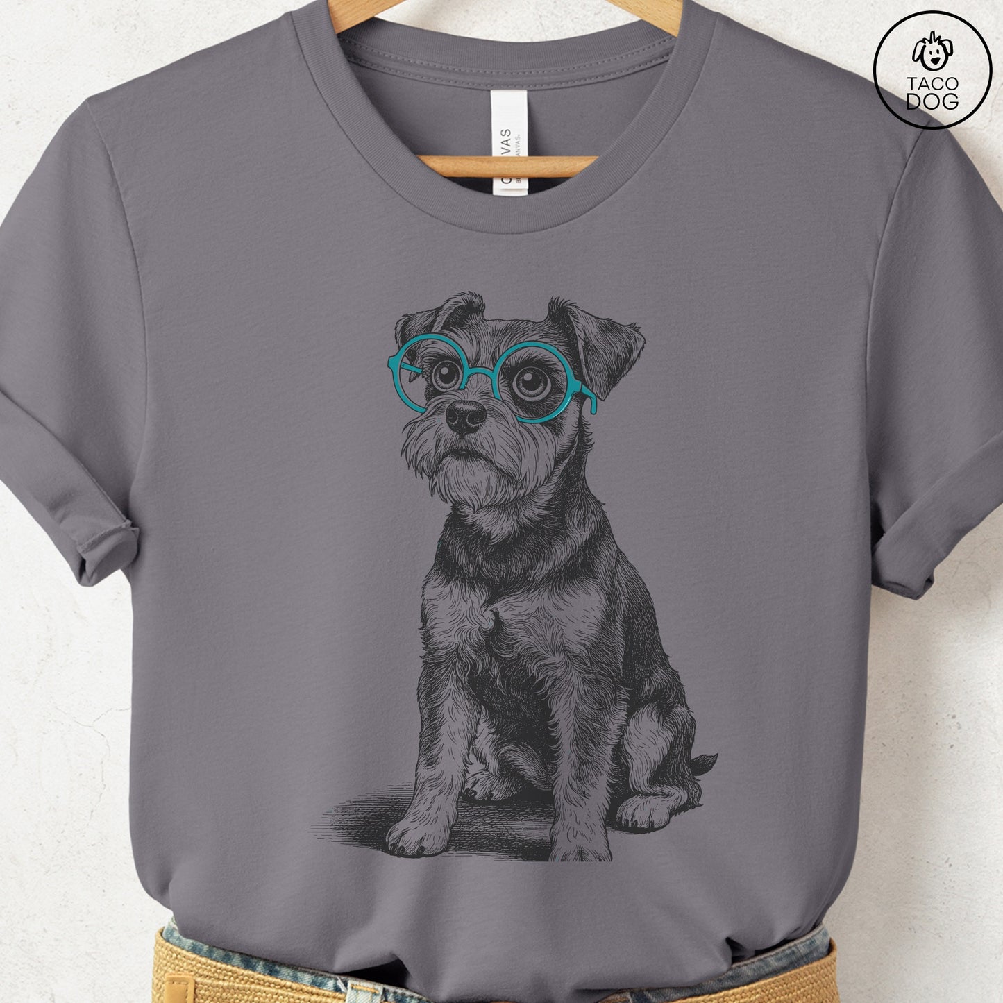 Schnauzer Spectacles T-Shirt Storm S Taco-Dog