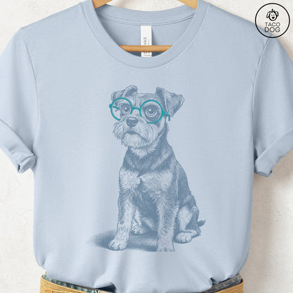 Schnauzer Spectacles T-Shirt Light Blue S Taco-Dog