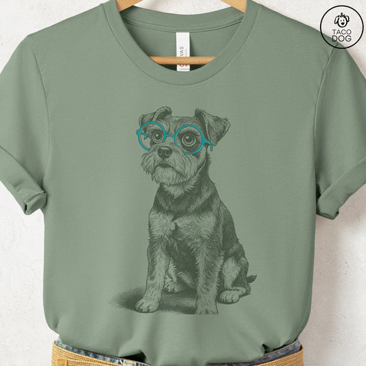 Schnauzer Spectacles T-Shirt Sage S Taco-Dog
