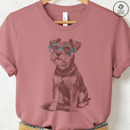 Schnauzer Spectacles T-Shirt Heather Mauve S Taco-Dog