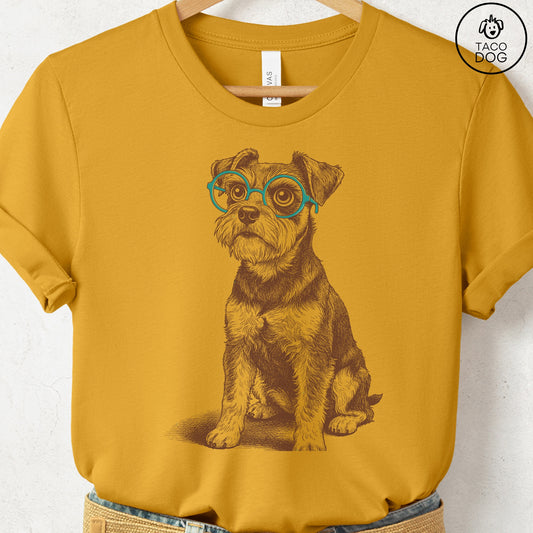 Schnauzer Spectacles T-Shirt Mustard S Taco-Dog