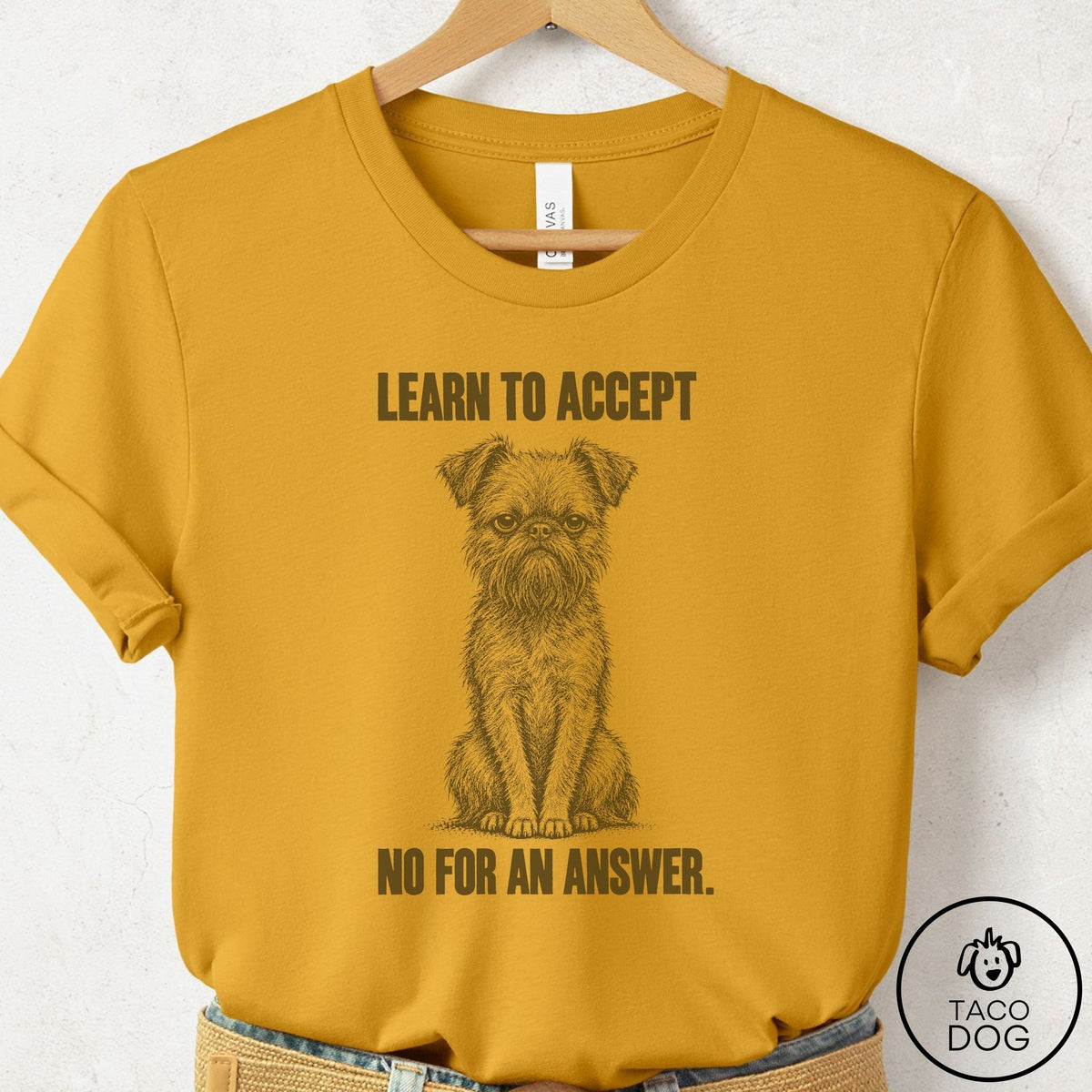Brussels Griffon Spokesdog T-Shirt Mustard Taco-Dog
