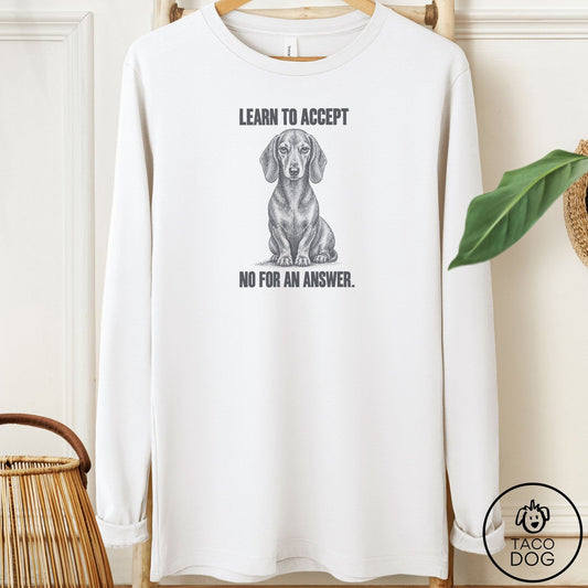 Dachshund Spokesdog Long Sleeve Tee White Taco-Dog