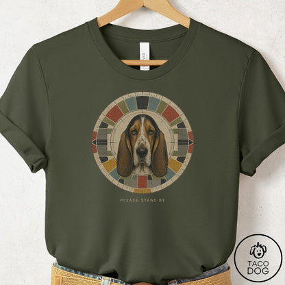 Basset Hound Stand by T-Shirt Military Green Taco-Dog