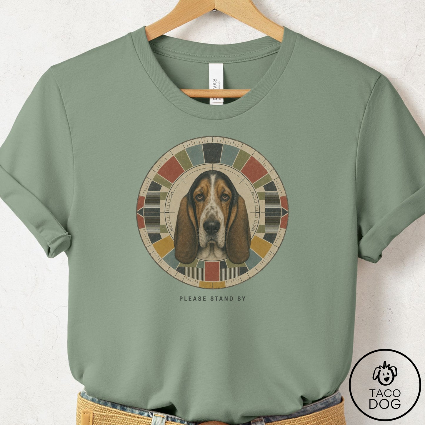 Basset Hound Stand by T-Shirt Sage Taco-Dog