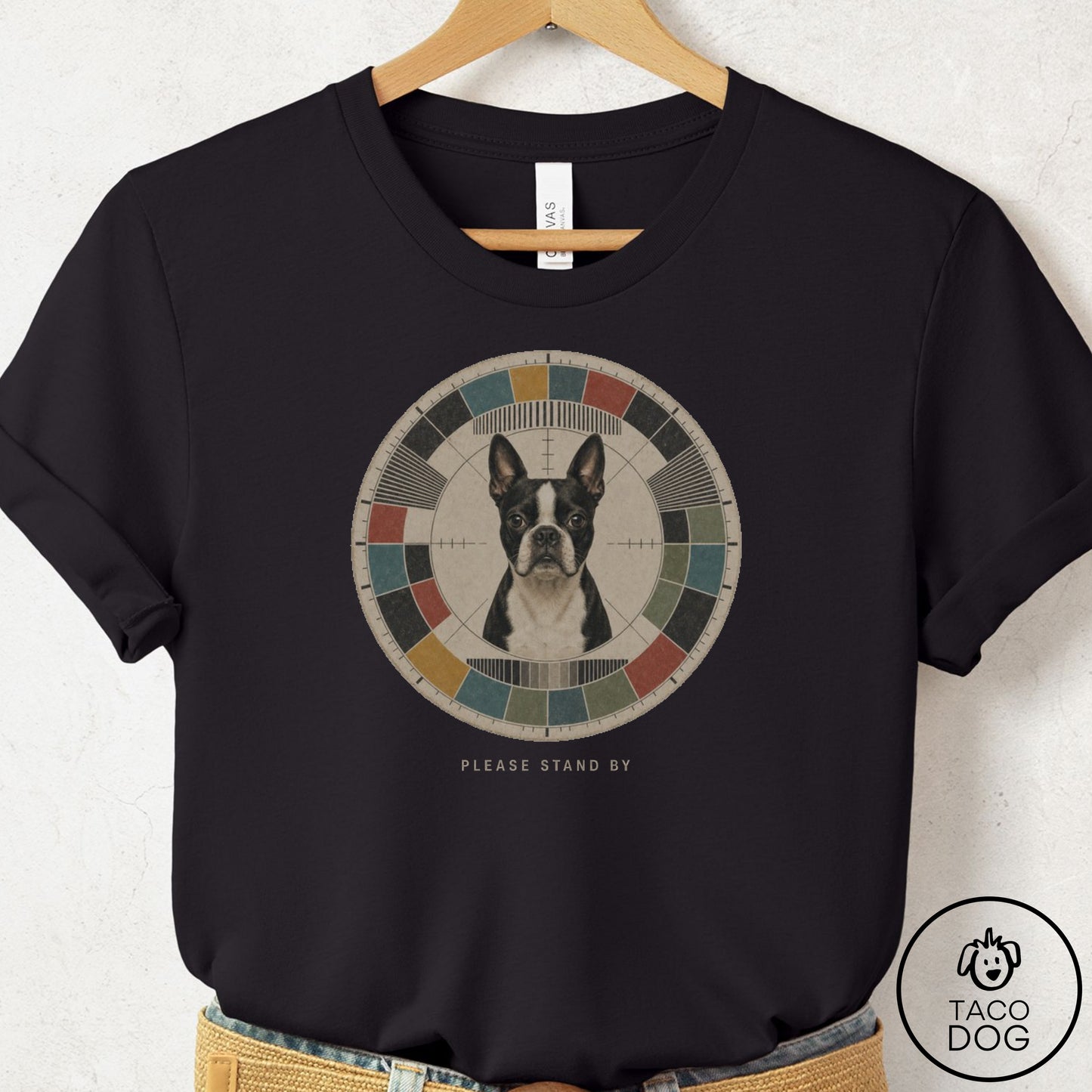 Boston Terrier Stand by T-Shirt Black Taco-Dog