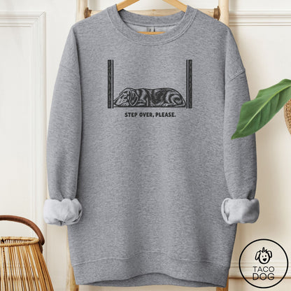 Dachshund Step Over Please Sweatshirt Graphite Heather Taco-Dog