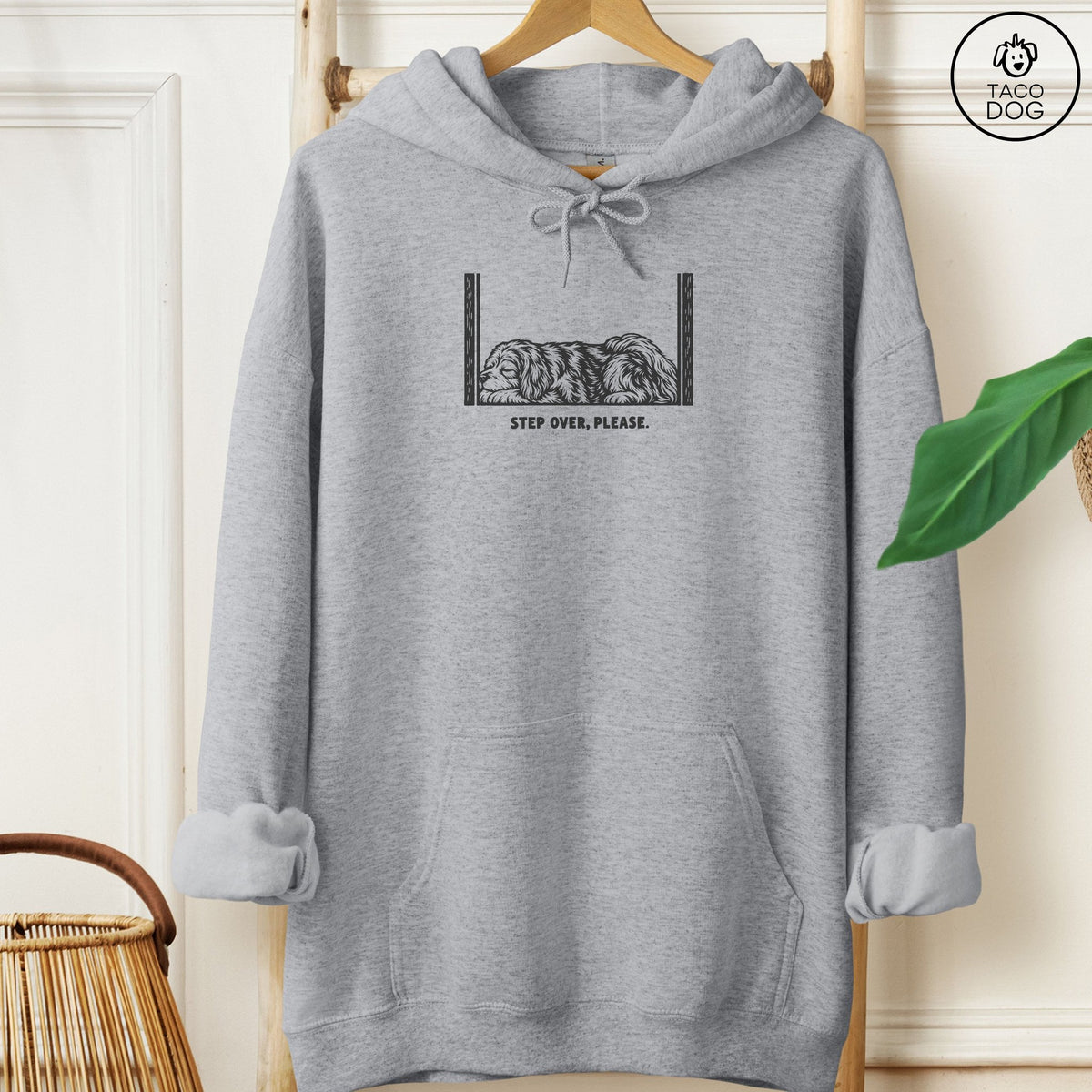 Havanese Step Over Please Hoodie Graphite Heather Taco-Dog