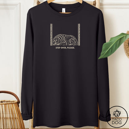 Newfoundland Step Over Please Long Sleeve Tee Black Taco-Dog