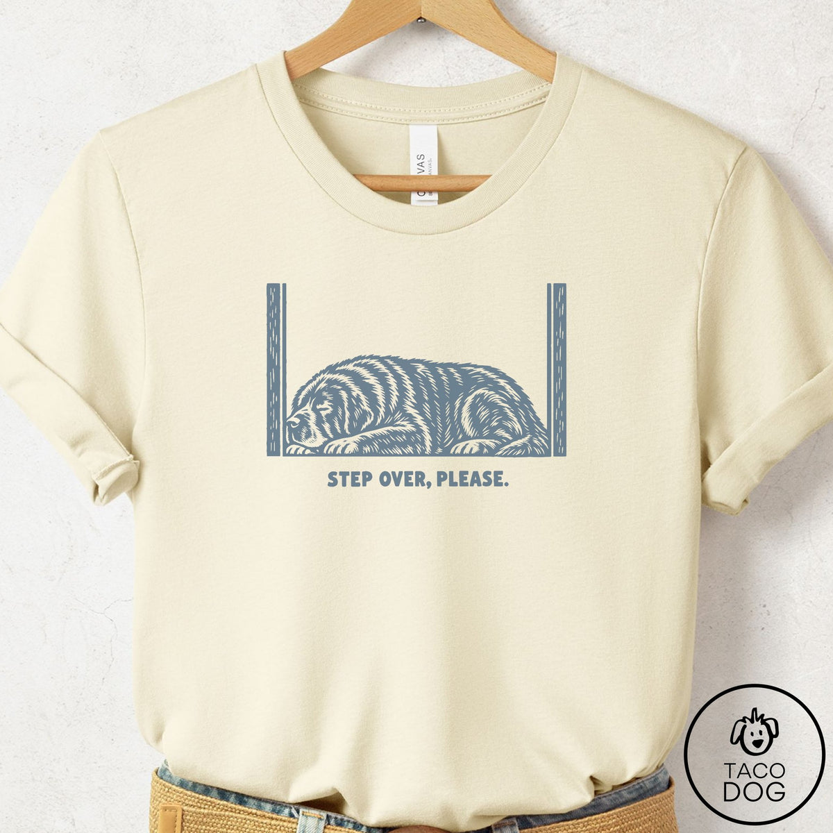 Newfoundland Step Over Please T-Shirt Natural Taco-Dog