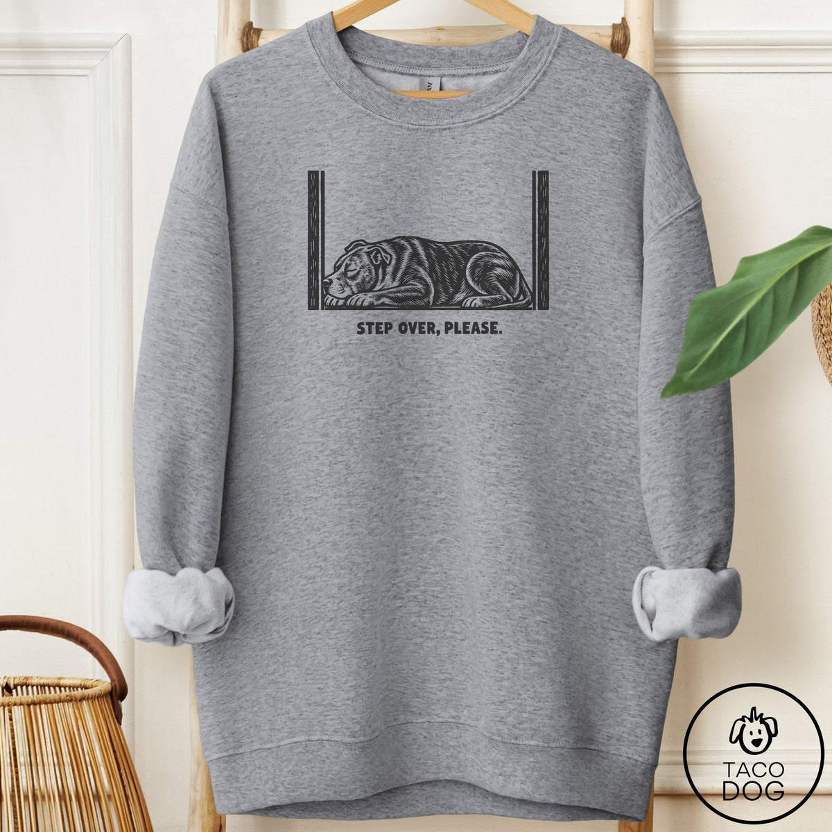 Pitbull Step Over Please Sweatshirt Graphite Heather Taco-Dog