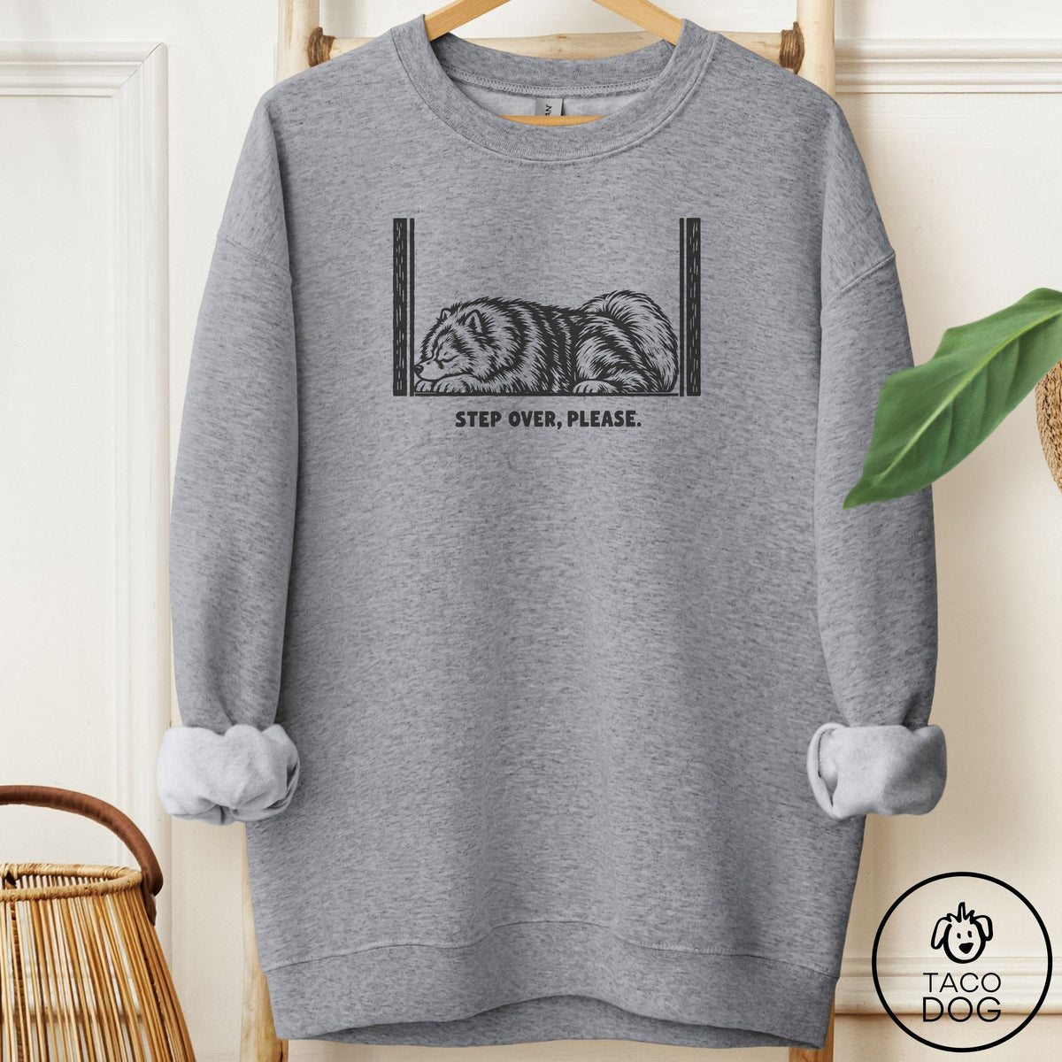 Pomeranian Step Over Please Sweatshirt Graphite Heather Taco-Dog