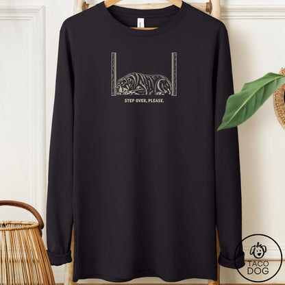 Rottweiler Step Over Please Long Sleeve Tee Black Taco-Dog