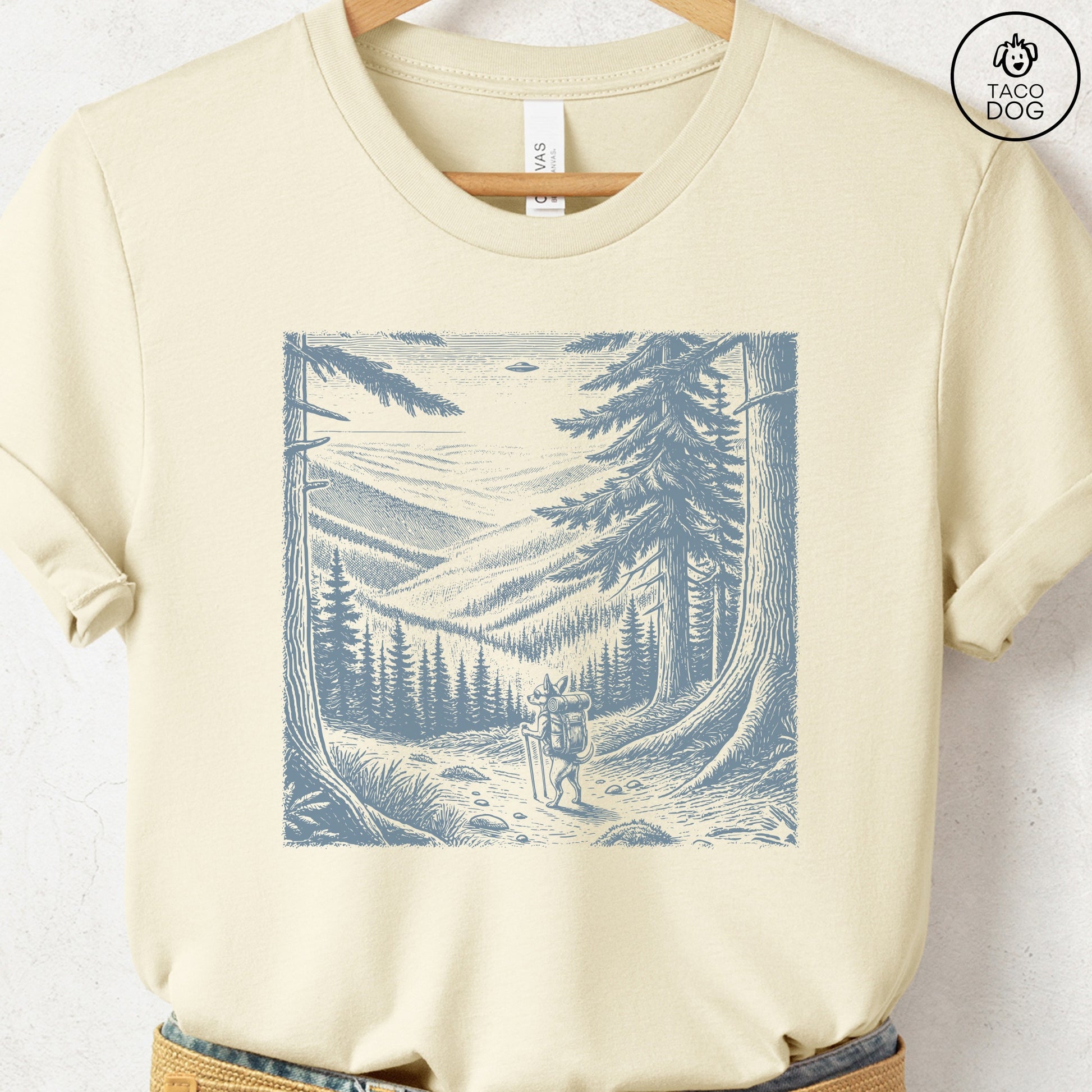 Chihuahua Hiking T-Shirt Natural Taco-Dog