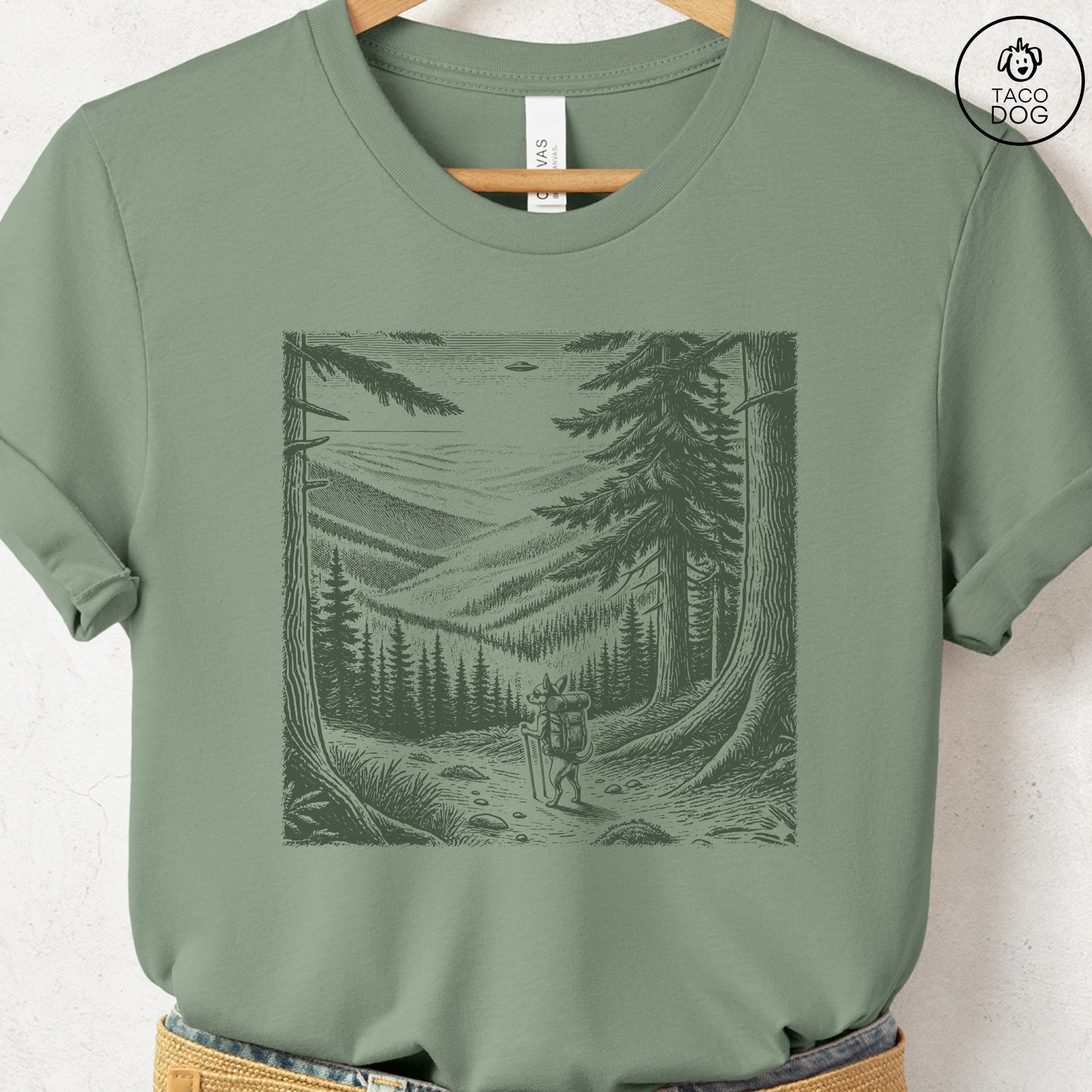 Chihuahua Hiking T-Shirt Sage Taco-Dog