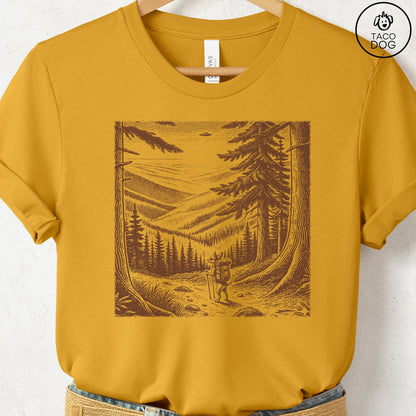 Chihuahua Hiking T-Shirt Mustard Taco-Dog