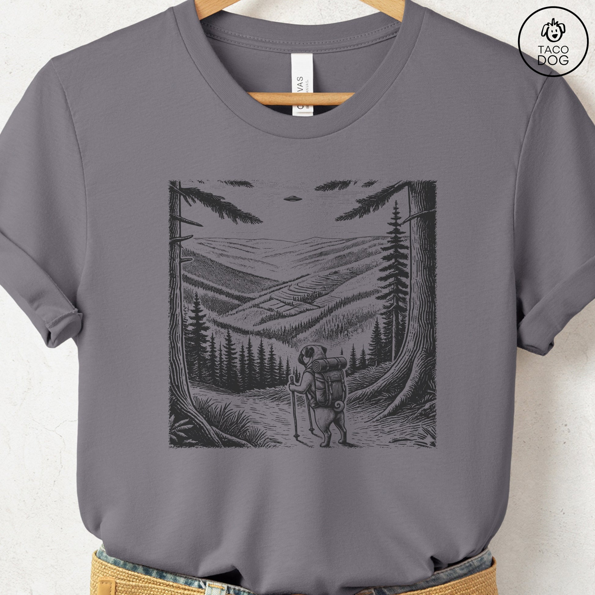 Pug Hiking T-Shirt Storm Taco-Dog