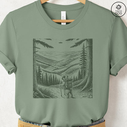 Pug Hiking T-Shirt Sage Taco-Dog
