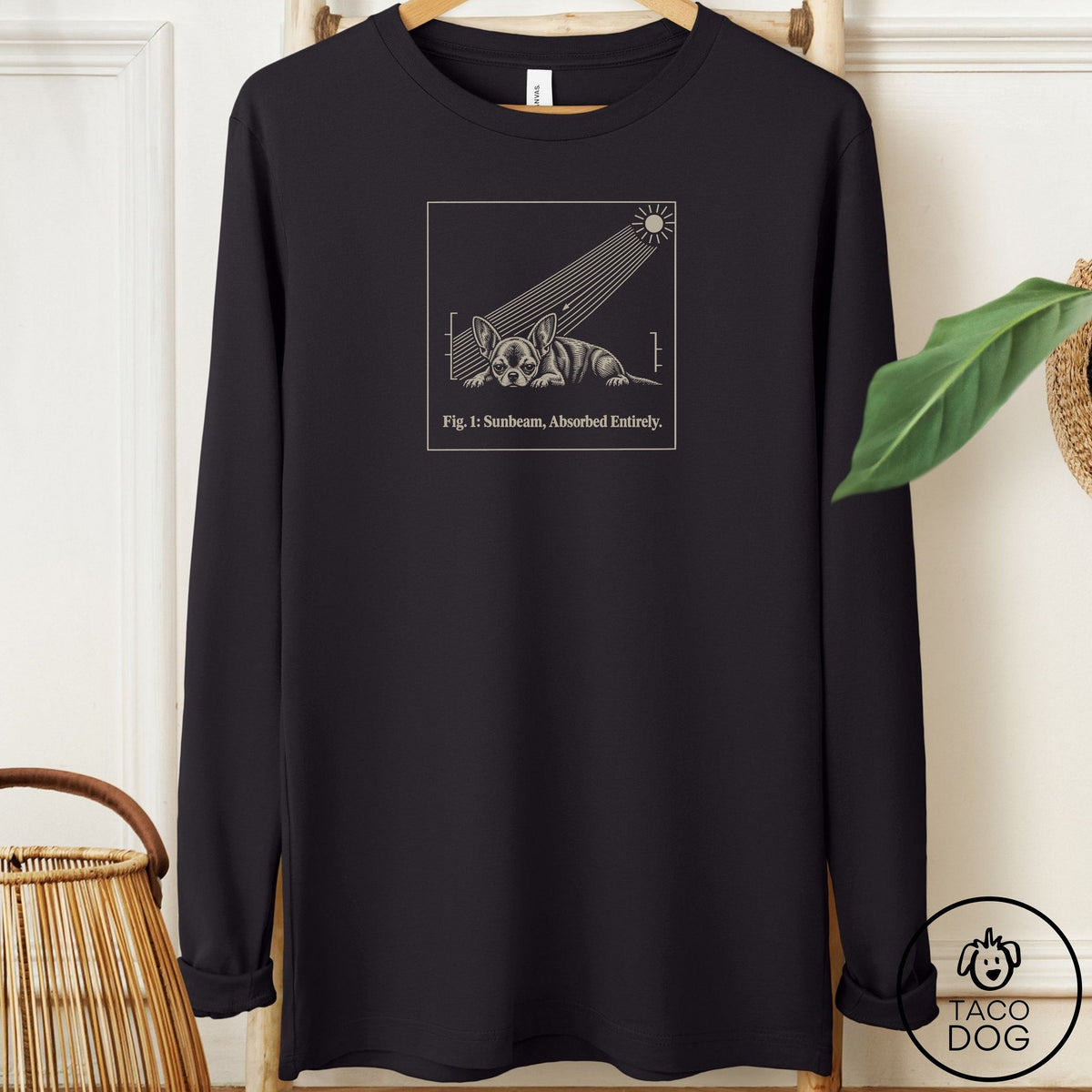 Chihuahua Sunbeam Long Sleeve Tee Black Taco-Dog