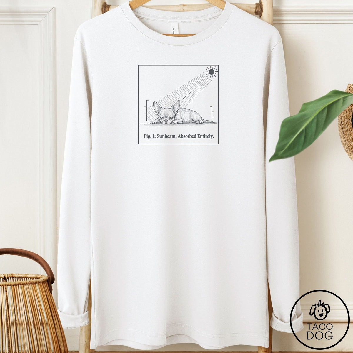 Chihuahua Sunbeam Long Sleeve Tee White Taco-Dog